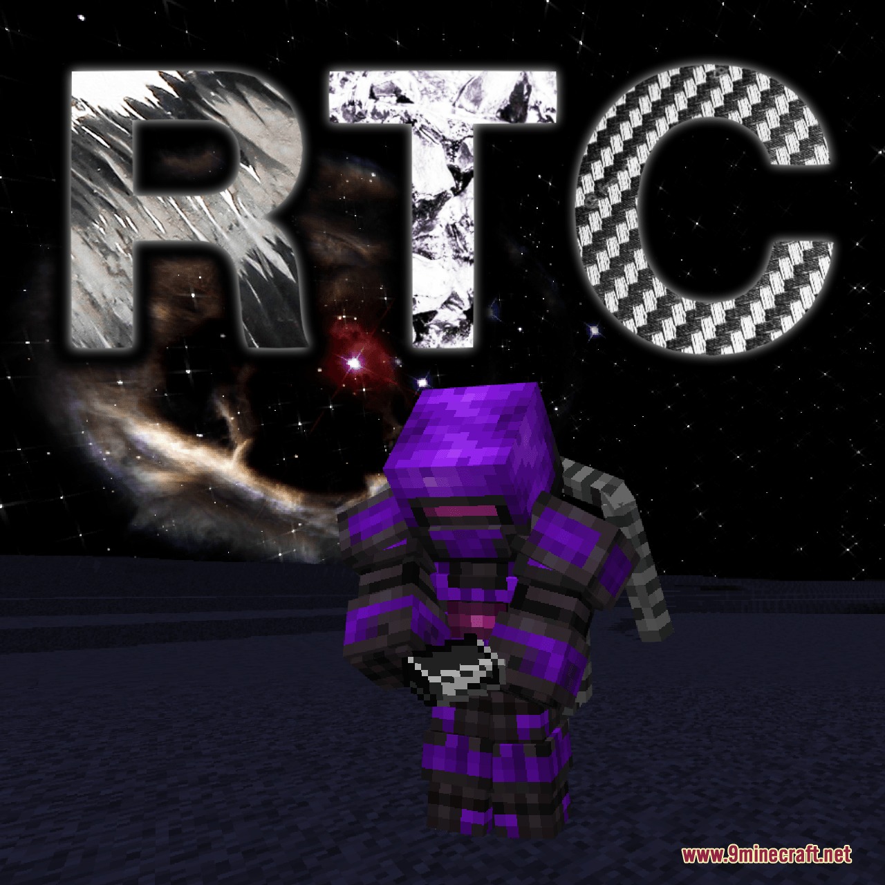 Real Time Chemistry 2 RTC2 Mod Screenshot 1 Title image for the RTC mod featuring a Minecraft character in power armor