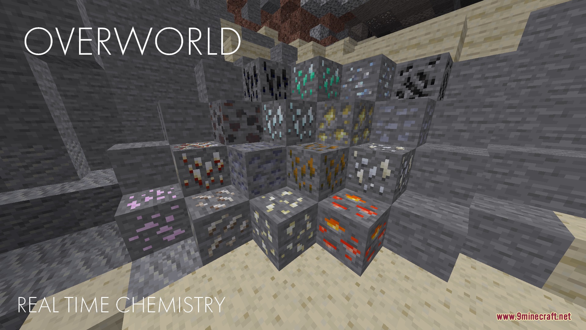 Real Time Chemistry 2 RTC2 Mod Screenshot 3 A variety of new mineral ores spawning in standard stone cave blocks