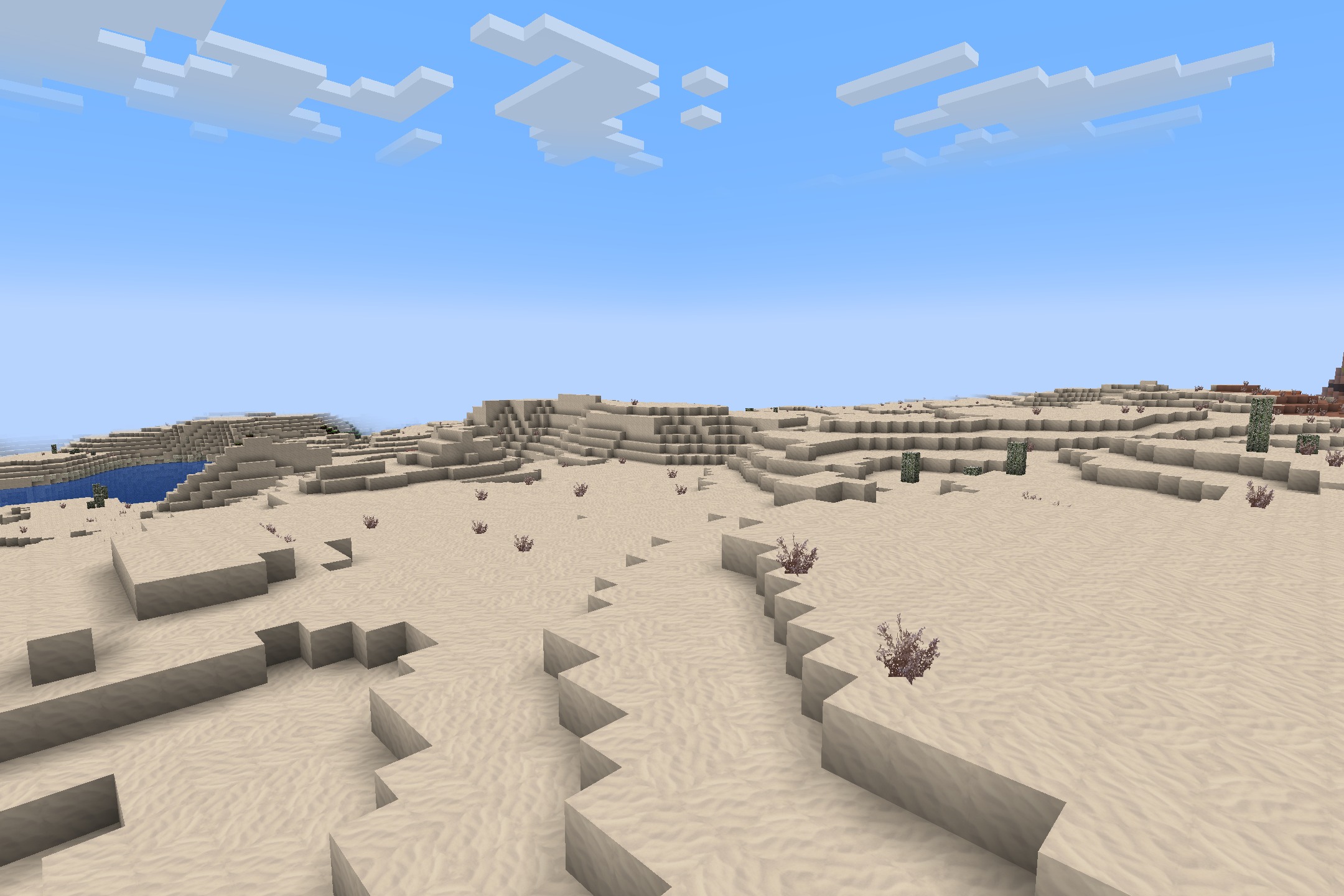Realism Upscaled Resource Pack Screenshot 9 Realism Upscaled Resource Pack provides high resolution sand textures in a desert biome