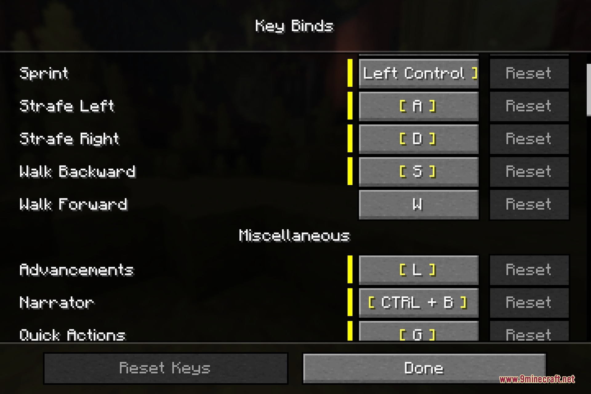 Rebind Narrator 9minecraft Mod Screenshot 2 Minecraft controls menu showing the key binding for the narrator toggle function
