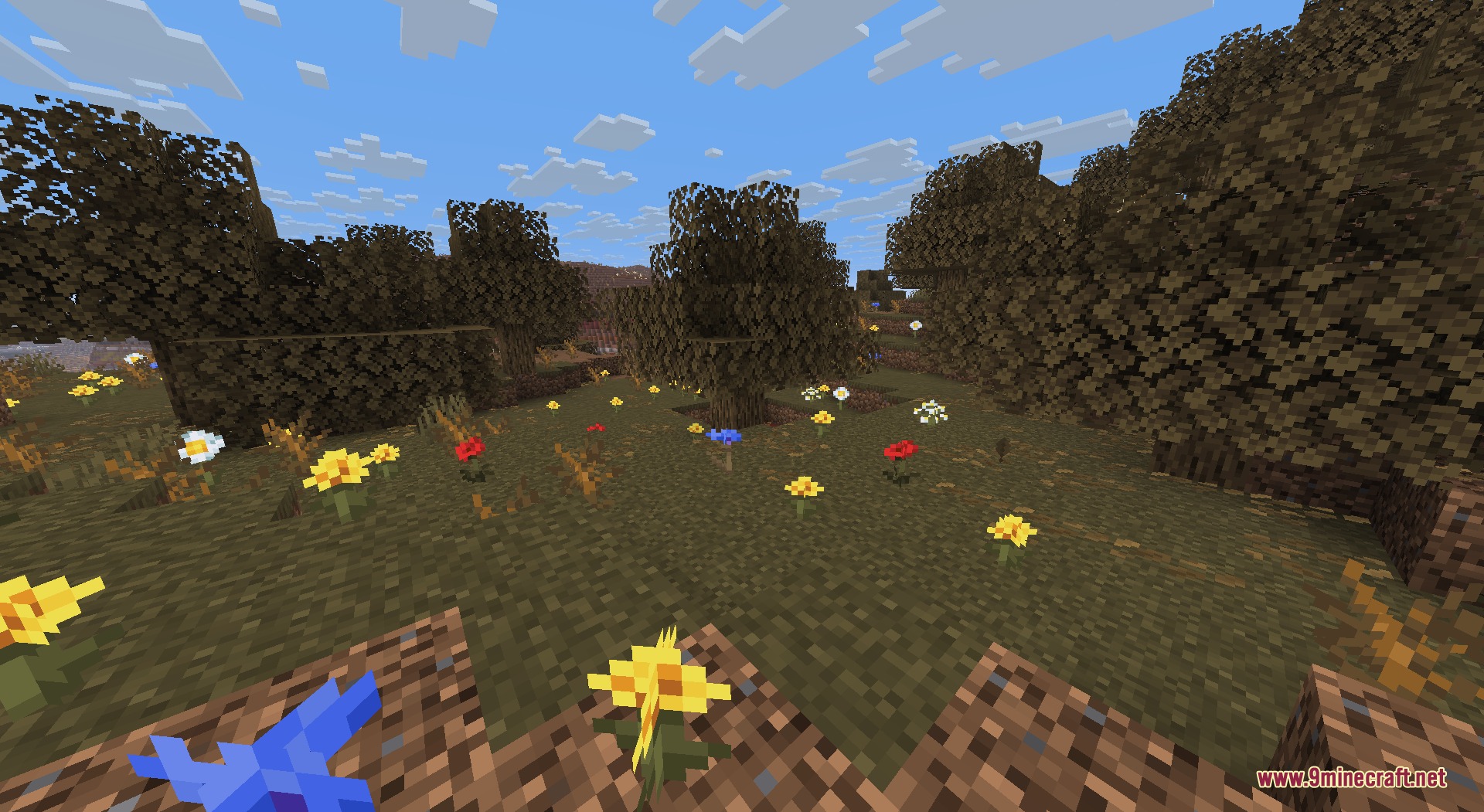 Recolored Plants Resource Pack Screenshot 6 Various flowers in a dry biome with stems blending into brown grass