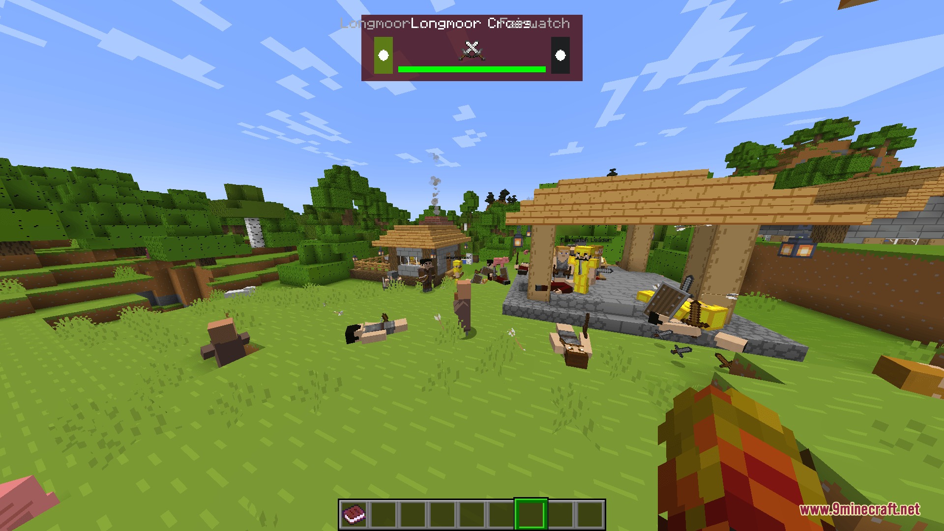 Fallen soldiers lie on the ground after a battle between rival factions