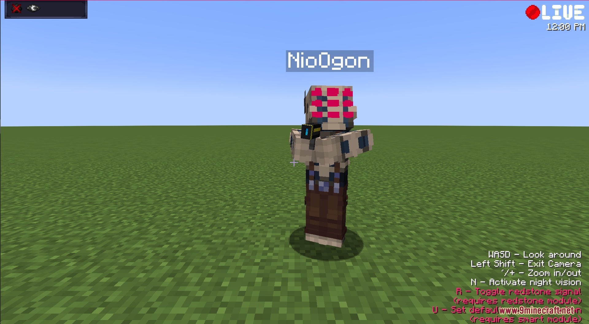 Player character using a security camera with a live screen overlay