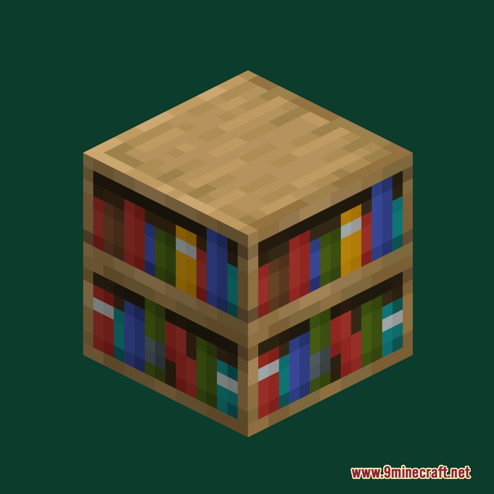 Retextured Bookshelf Resource Pack Screenshot 1 A single block from the Retextured Bookshelf Resource Pack for Minecraft