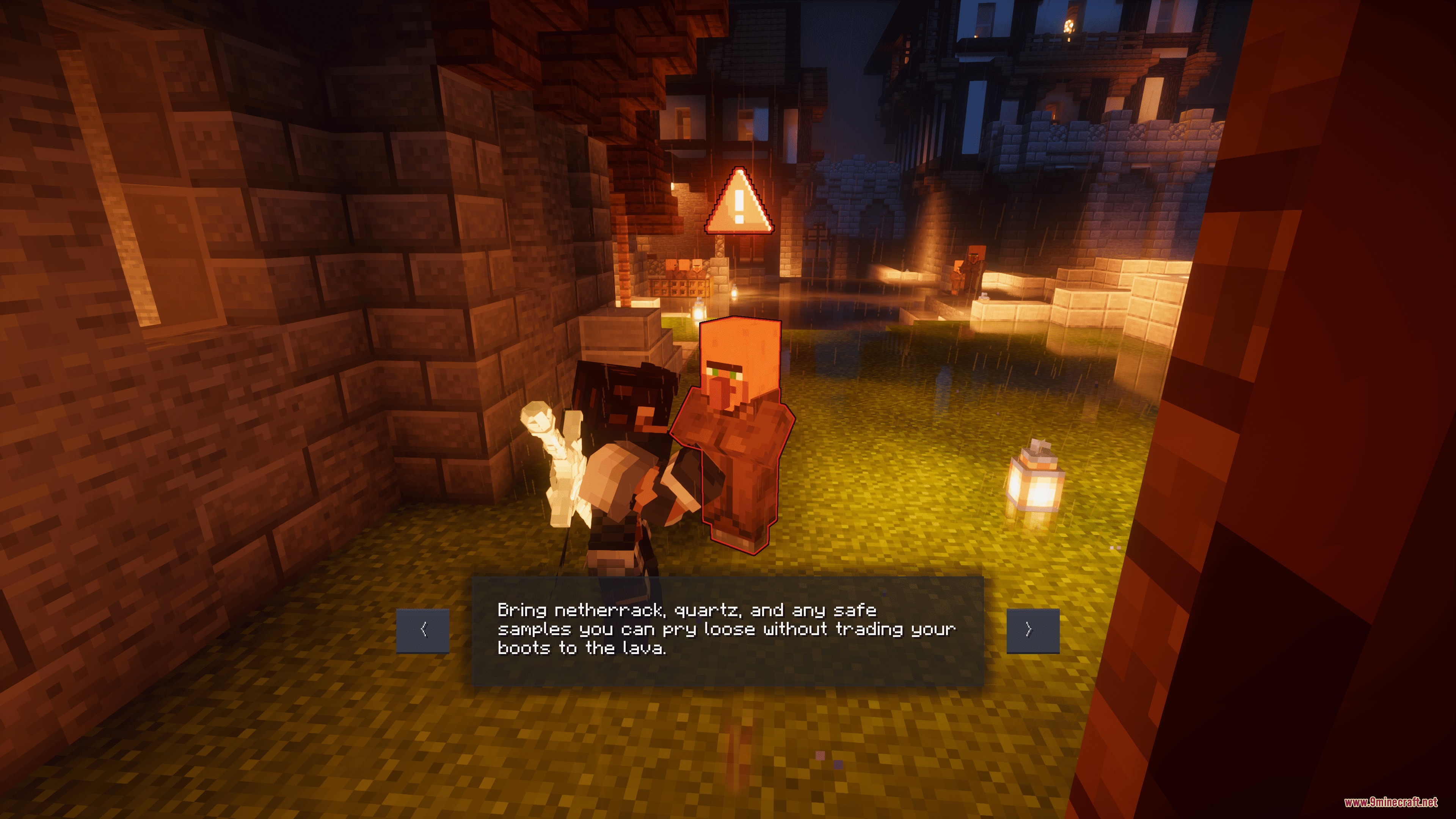 Rise of Heroes Mod Screenshot 7 A player interacts with a villager to start a quest in Minecraft