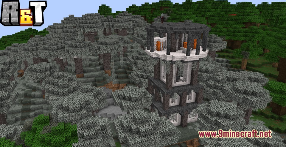 Ruins and Towers Mod Screenshot 4 A tall challenge tower from the Ruins and Towers Mod in Minecraft