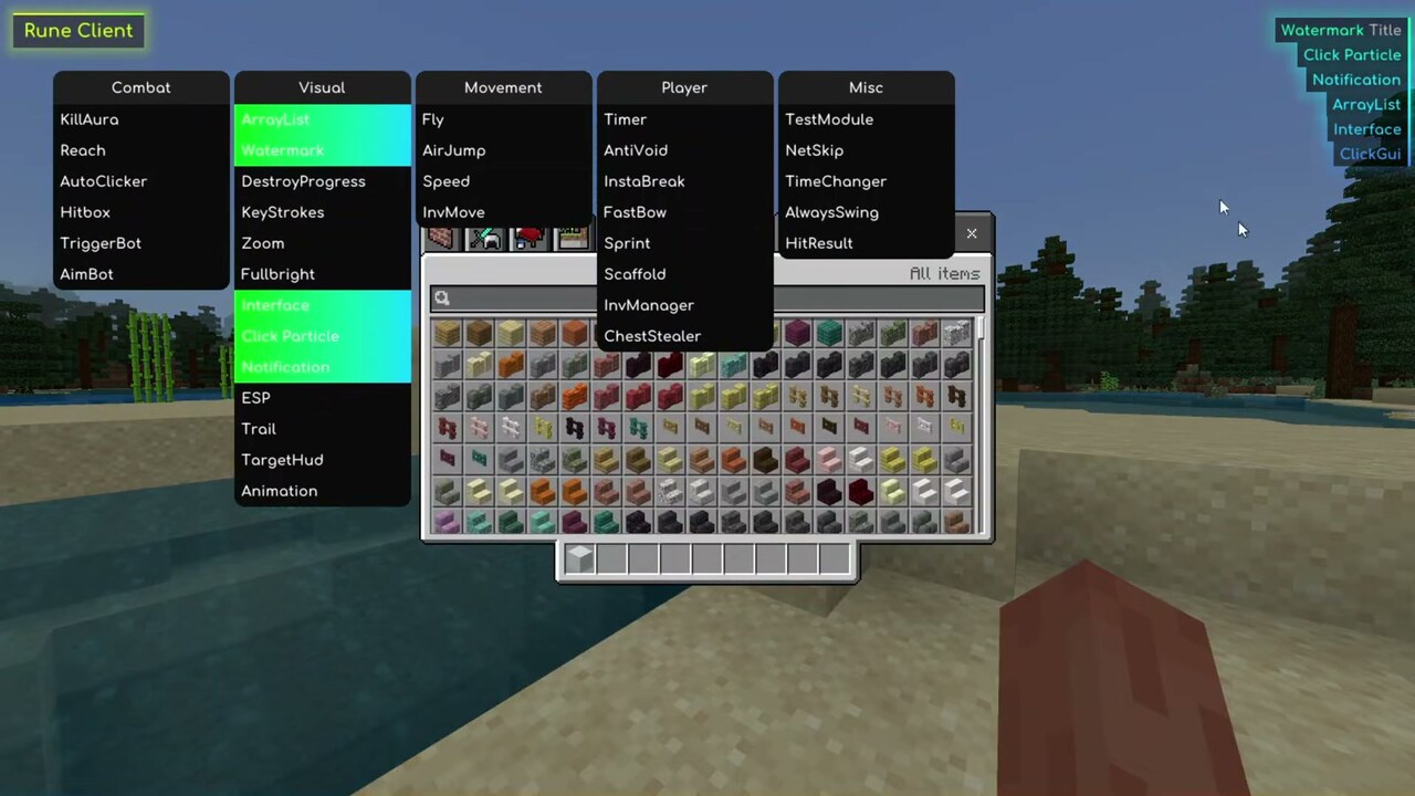 Rune Client Interface, Click Particle and Notification modules