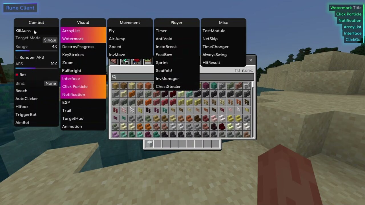 Rune Client KillAura and Combat module list
