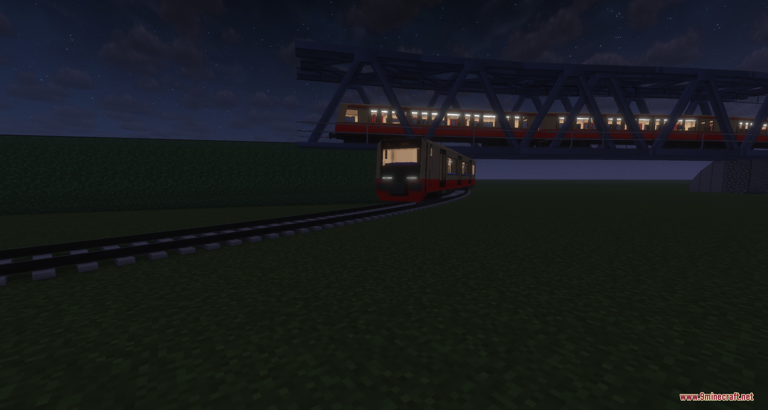 S Bahn Berlin Pack Resource Pack Screenshot 3 S Bahn Berlin Pack features commuter trains traveling on tracks at night