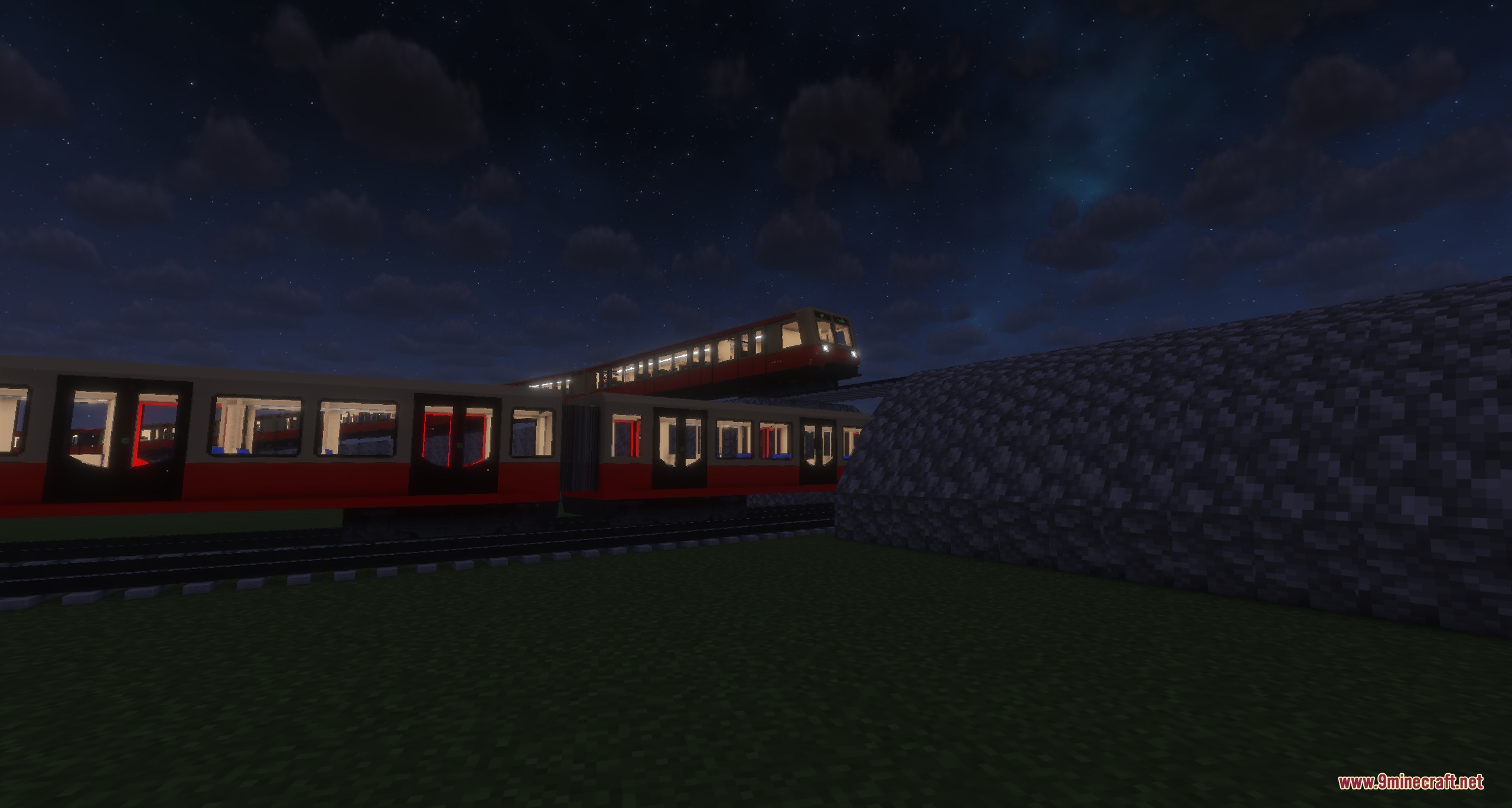 S Bahn Berlin Pack Resource Pack Screenshot 4 Side view of a detailed Berlin train car on tracks at night