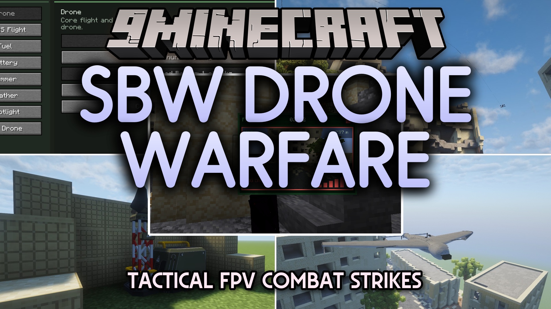 SBW Drone Warfare Mod (1.21.1, 1.20.1) – Pilot Combat Drones to Bomb Enemy Bases