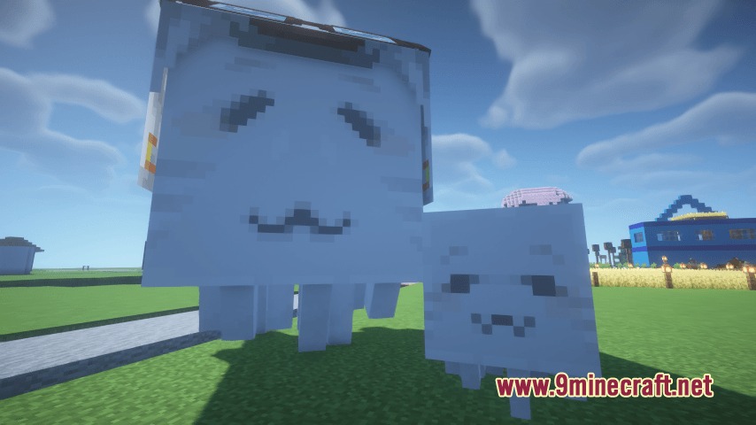 SSL's Soft Textures Resource Pack Screenshot 8 A giant cat and a small cat with soft textures in a grassy field