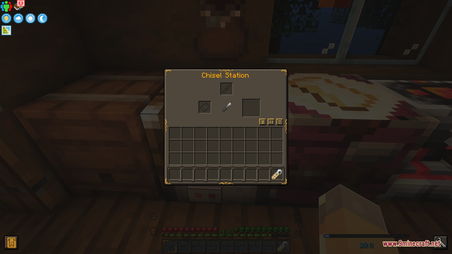STONEBORN Meï's Additions for Modded GU is Resource Pack Screenshot 5 A custom Chisel Station interface featuring a dark Stoneborn fantasy theme