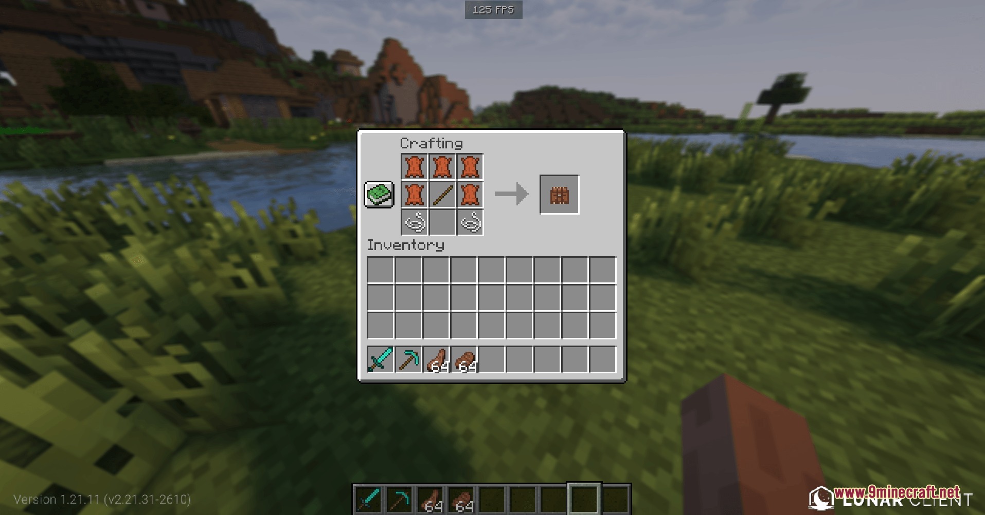 Crafting recipe for a wolf saddlebag using leather sticks and string