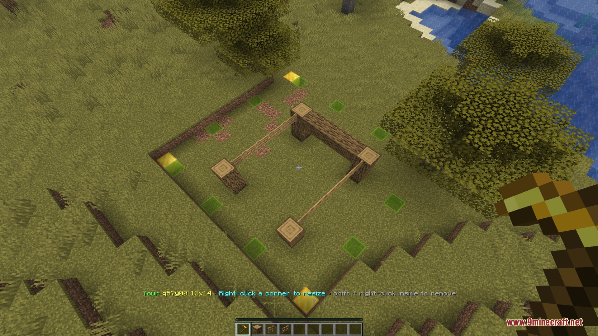 Safe Zone Claims Mod Screenshot 1 Visual boundaries show the exact area of a claim in the Minecraft world