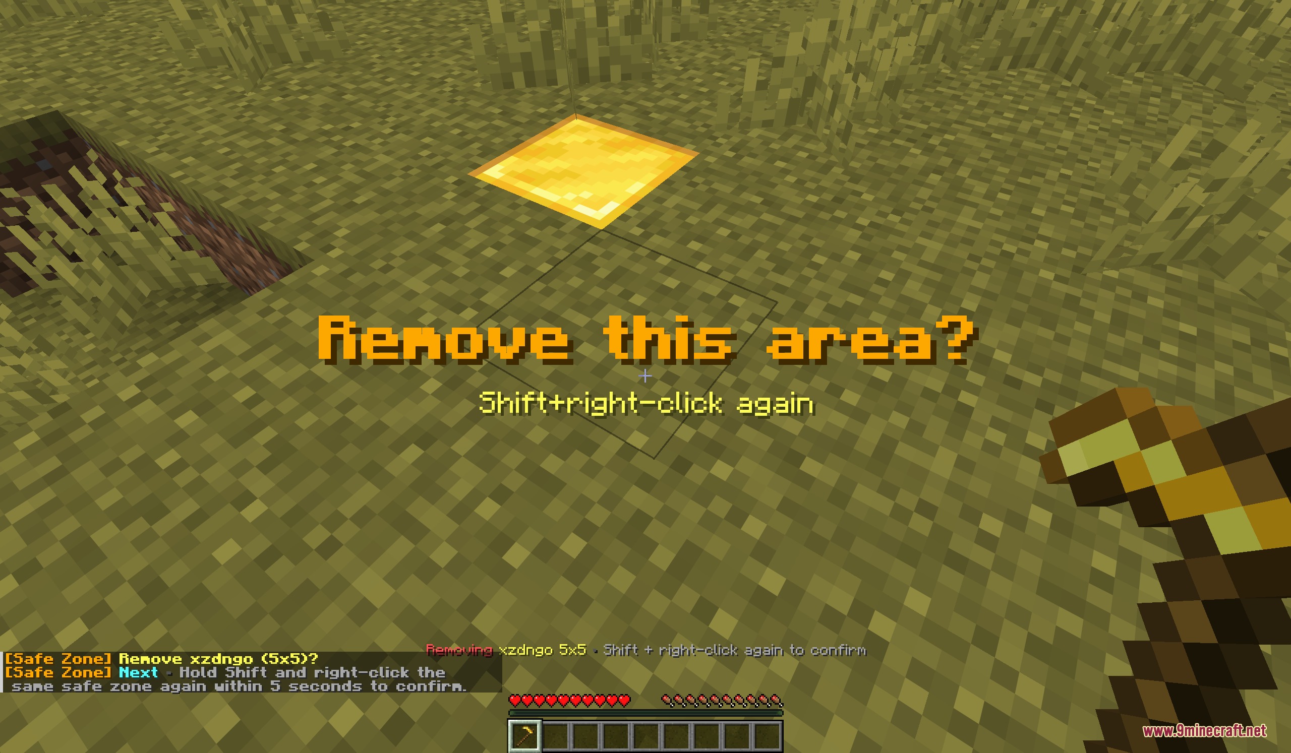 Safe Zone Claims Mod Screenshot 7 Confirming the removal of a protected land claim with a golden wand tool