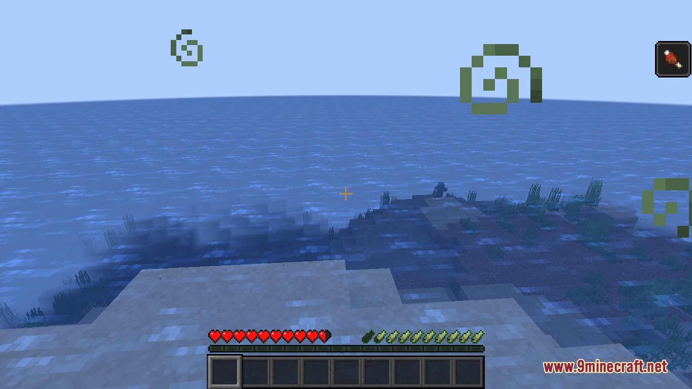 Salmon Hunger Bar Resource Pack Screenshot 2 The salmon icons on the hunger bar turn green during status effects