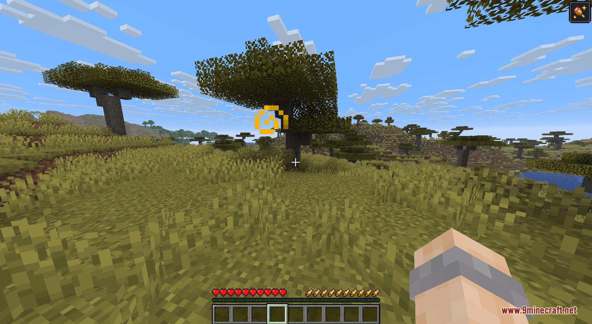 Salmon Hunger Bar Resource Pack Screenshot 5 Minecraft interface showing salmon icons instead of drumsticks on the hunger bar