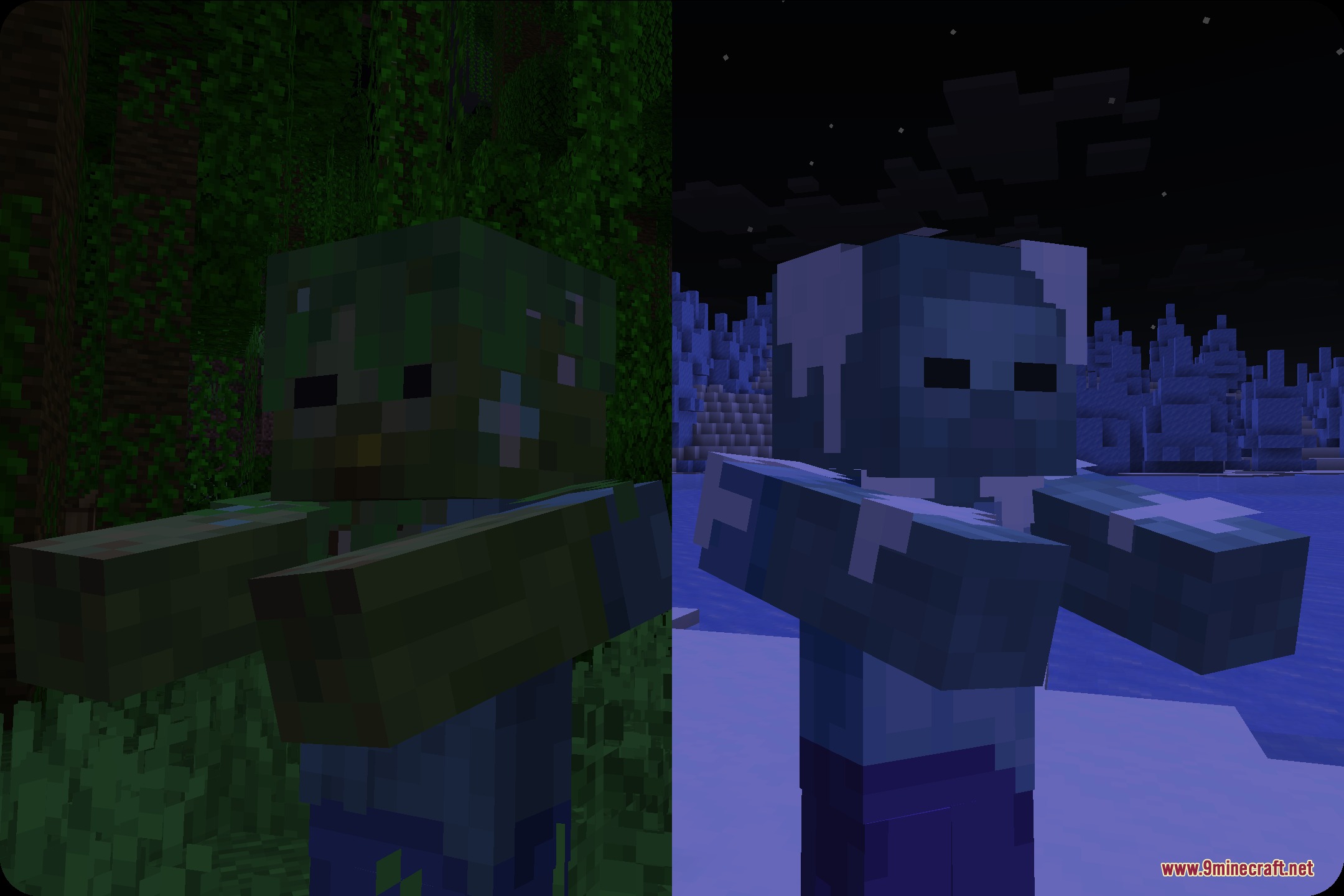 Two zombie variants called The Reclaimed and The Frostbitten in different biomes