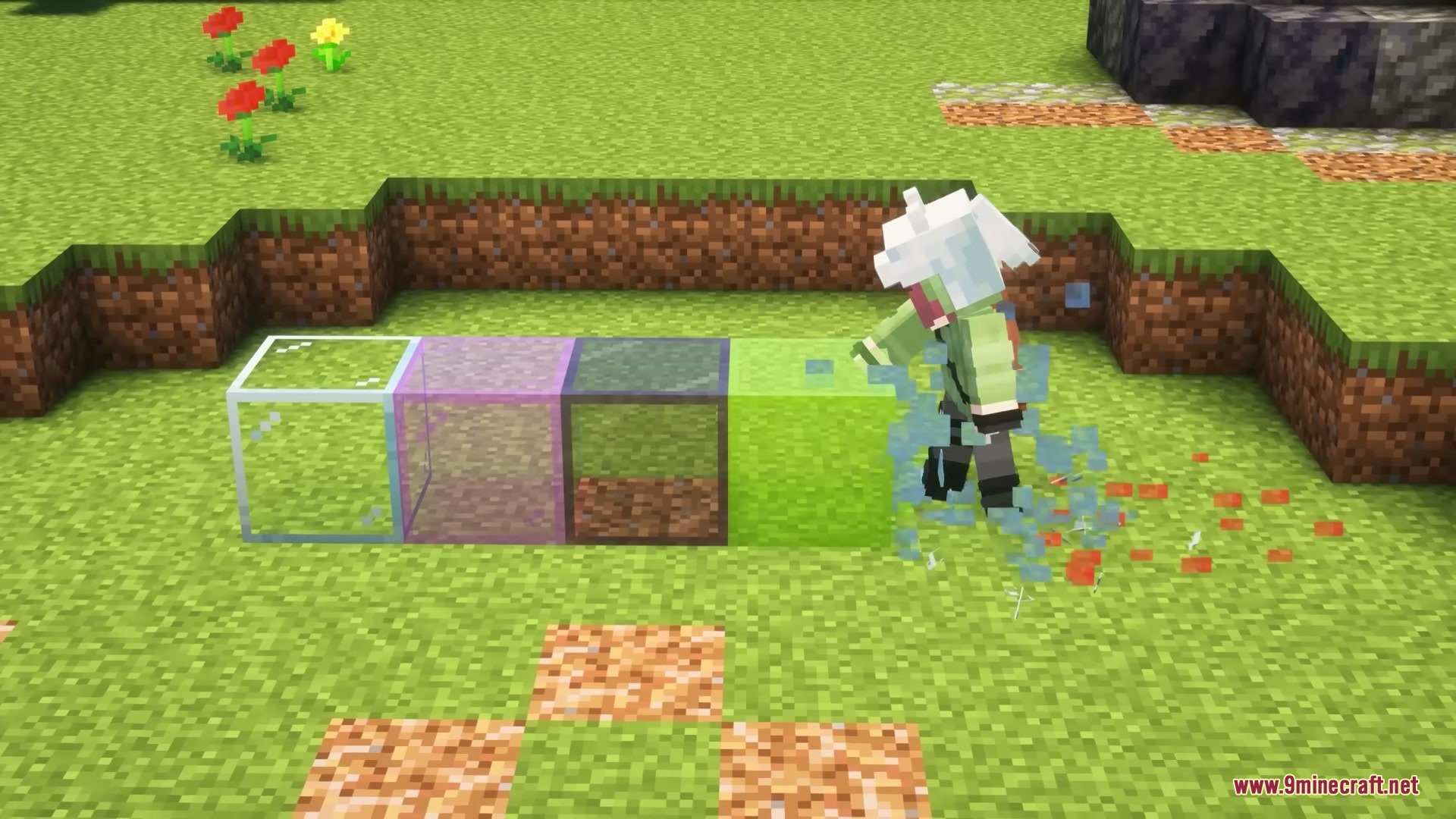 Saro Better Glass Mod adds realistic breaking effects to colorful glass blocks