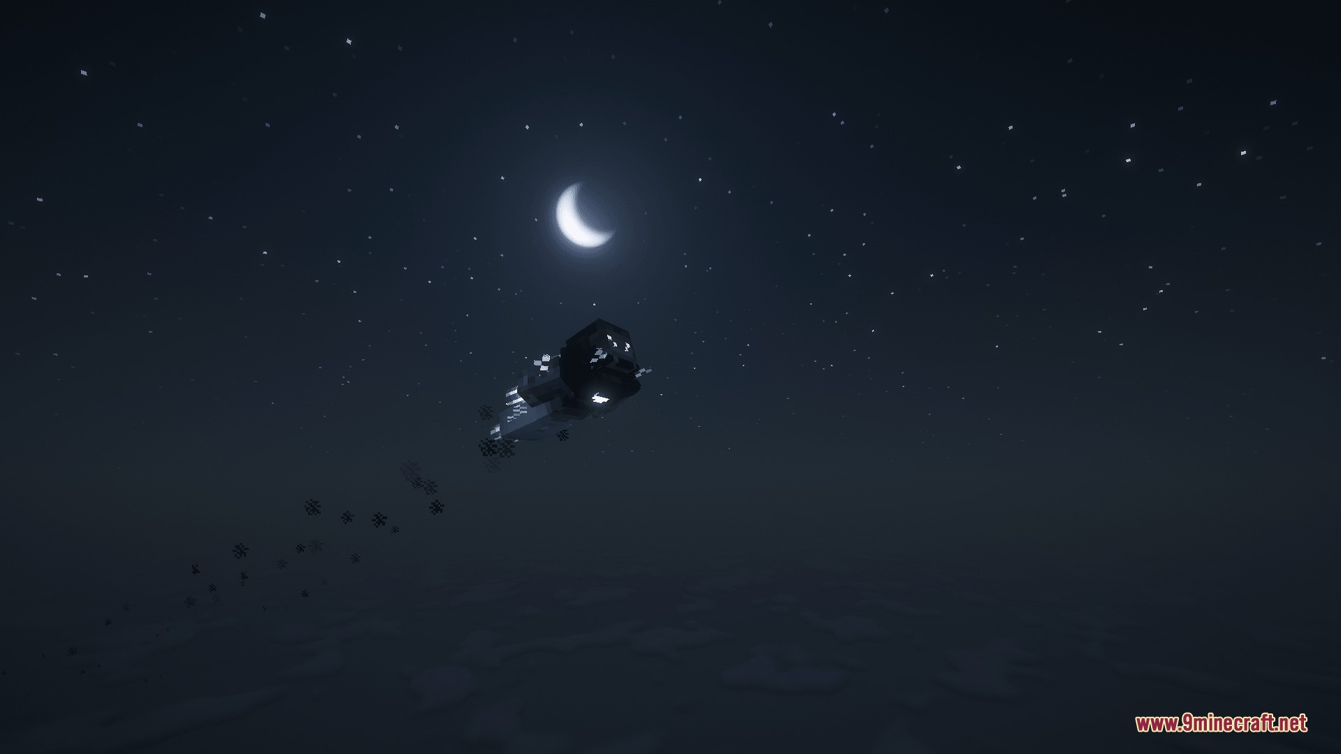 Satsu Iron Man Addon Palladium Mod Screenshot 8 A player wearing an Iron Man suit flies through the starry night sky