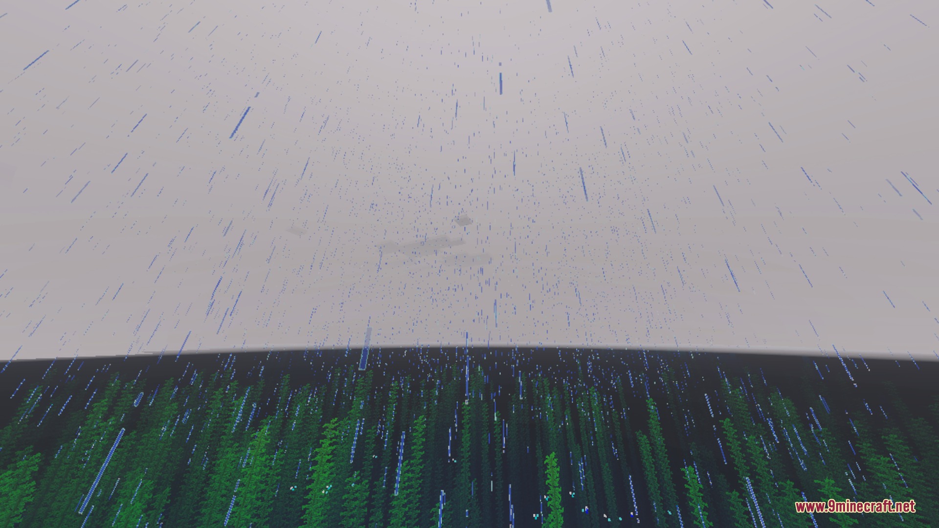 Saturated Visual Zephyr Free Lag Shader Screenshot 10 Rain falling into a dark ocean filled with vibrant green kelp plants