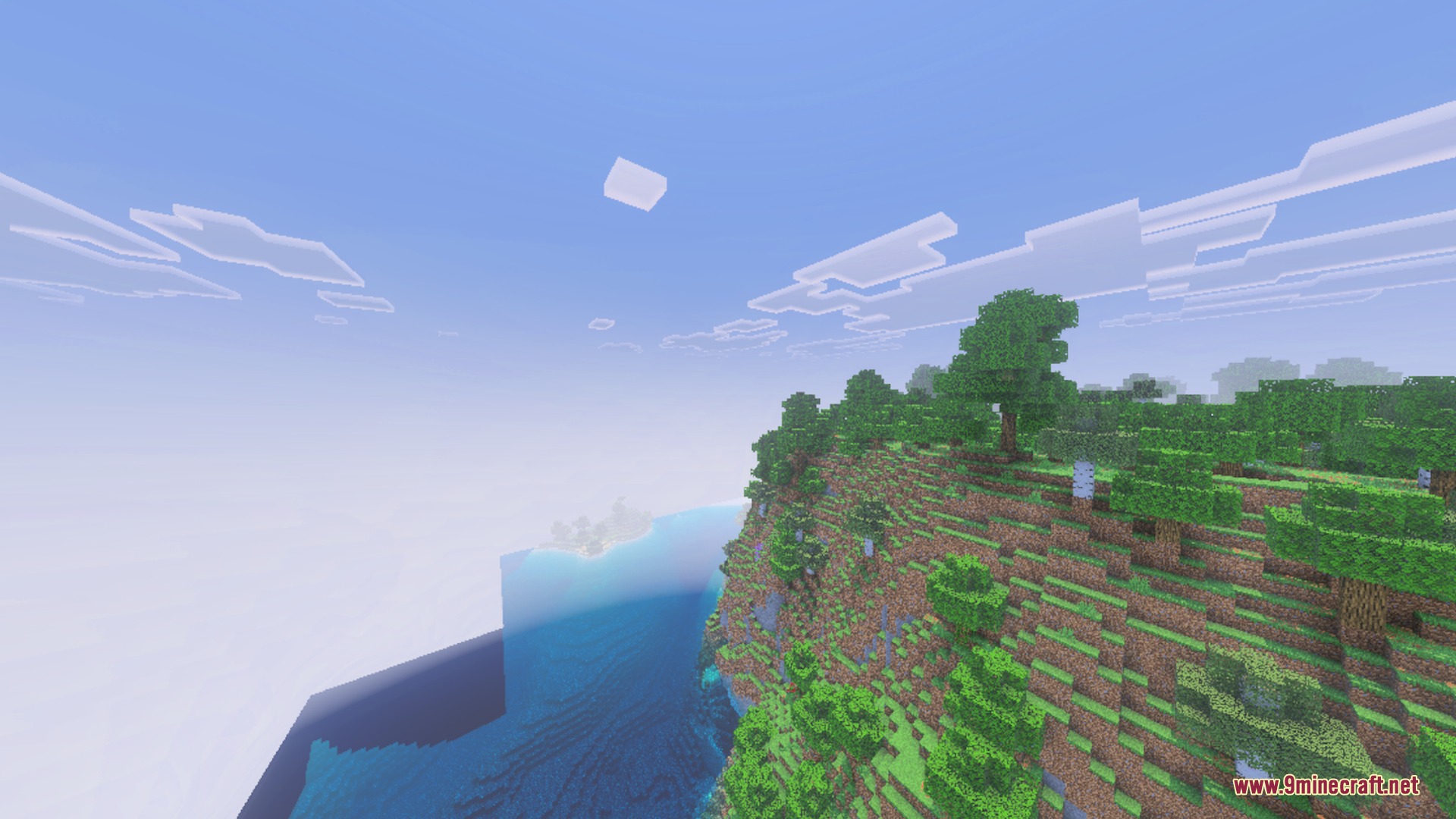 Saturated Visual Zephyr Free Lag Shader Screenshot 6 A lush green cliffside overlooking a vast blue ocean under a bright sky