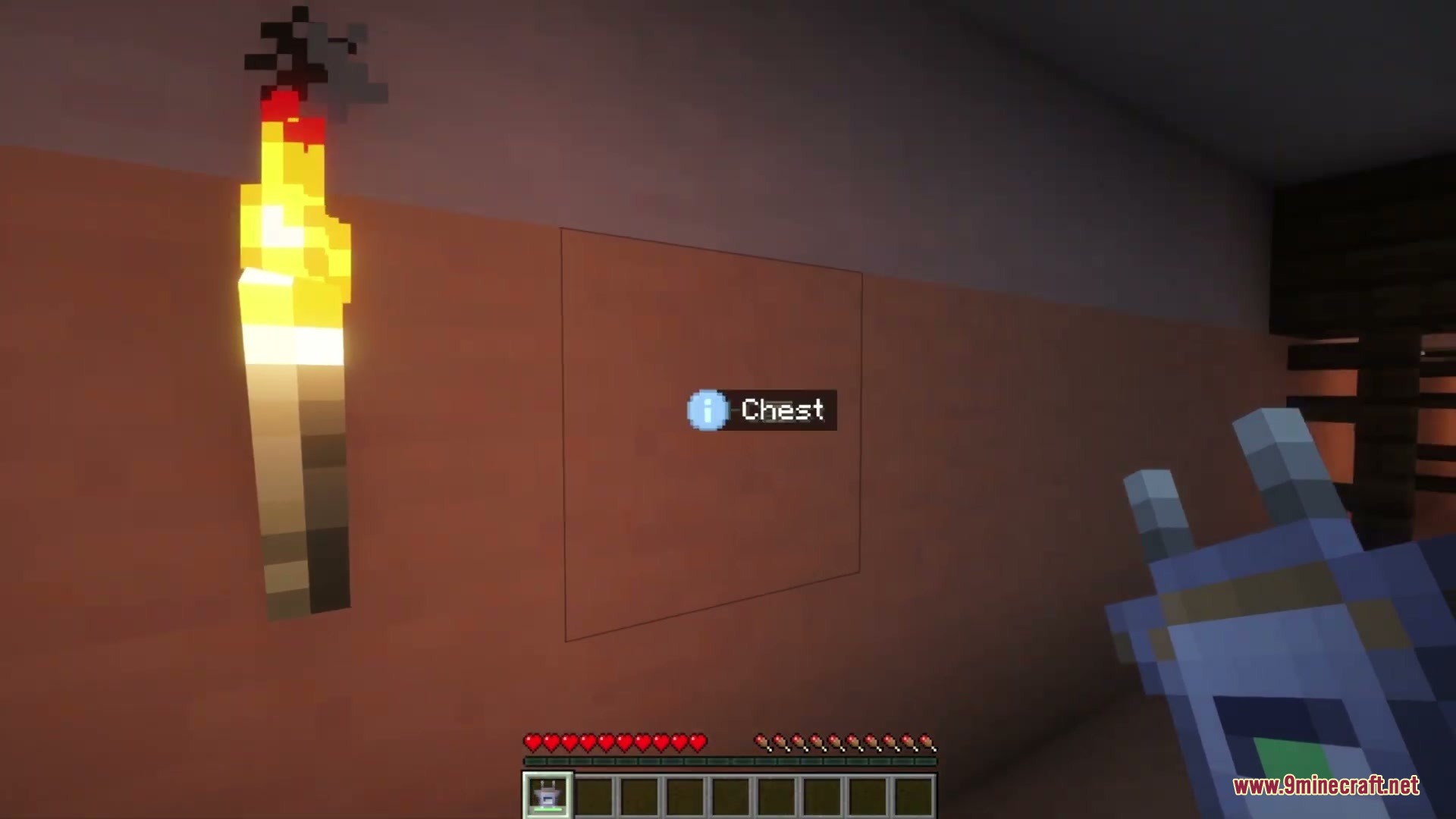 Scannable Reforged Mod Screenshot 1 Player using Scannable Reforged scanner to detect a hidden chest through a wall