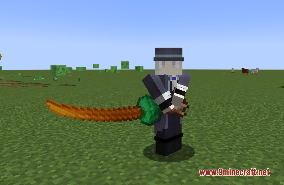 Scarlet Jetstream Edge Mod Screenshot 6 A player character wielding a large orange and green custom katana sword