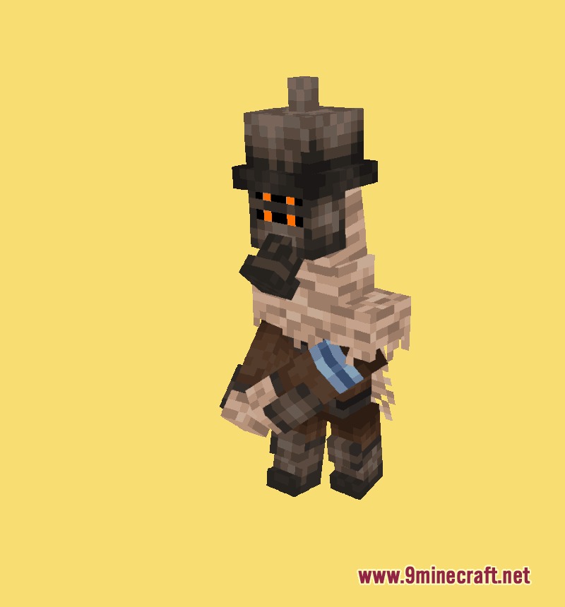 Tall steampunk survivor mob wearing a top hat and gas mask