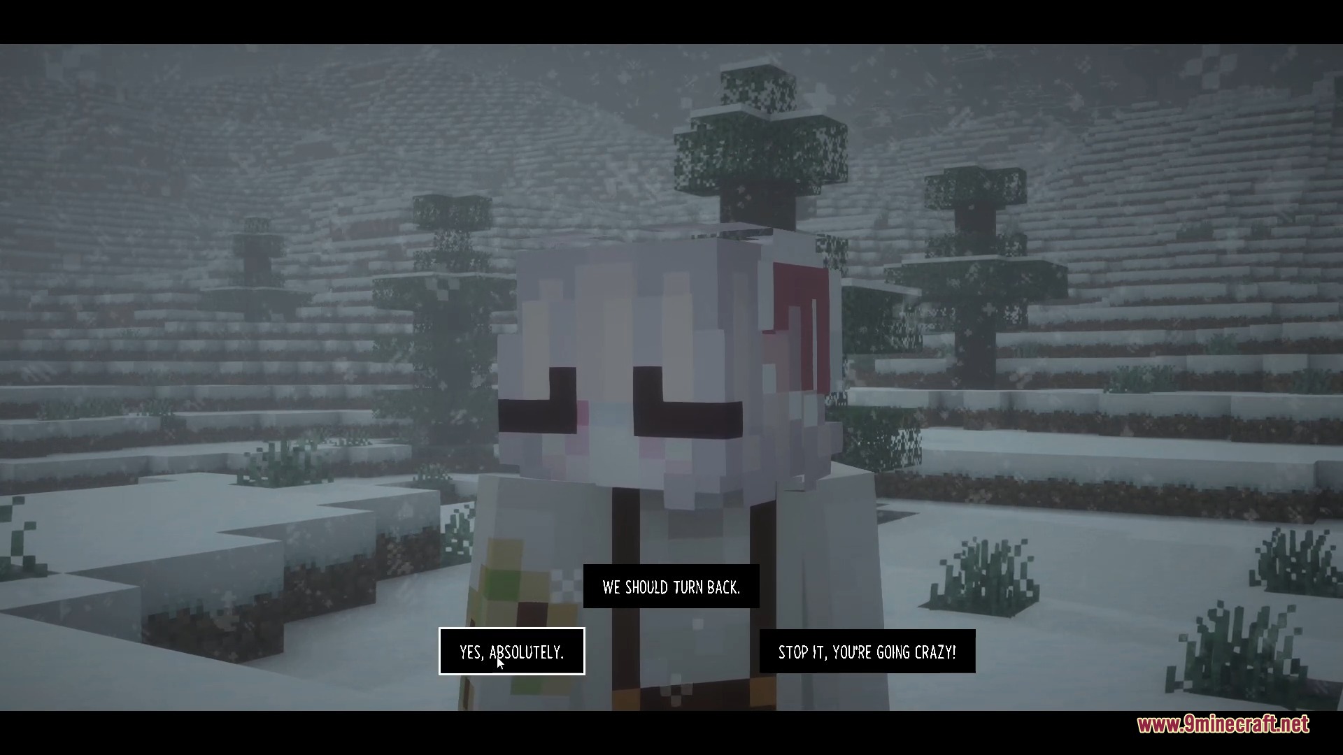Scripted Realms Mod Screenshot 2 Branching dialogue options displayed on screen during a cinematic story cutscene