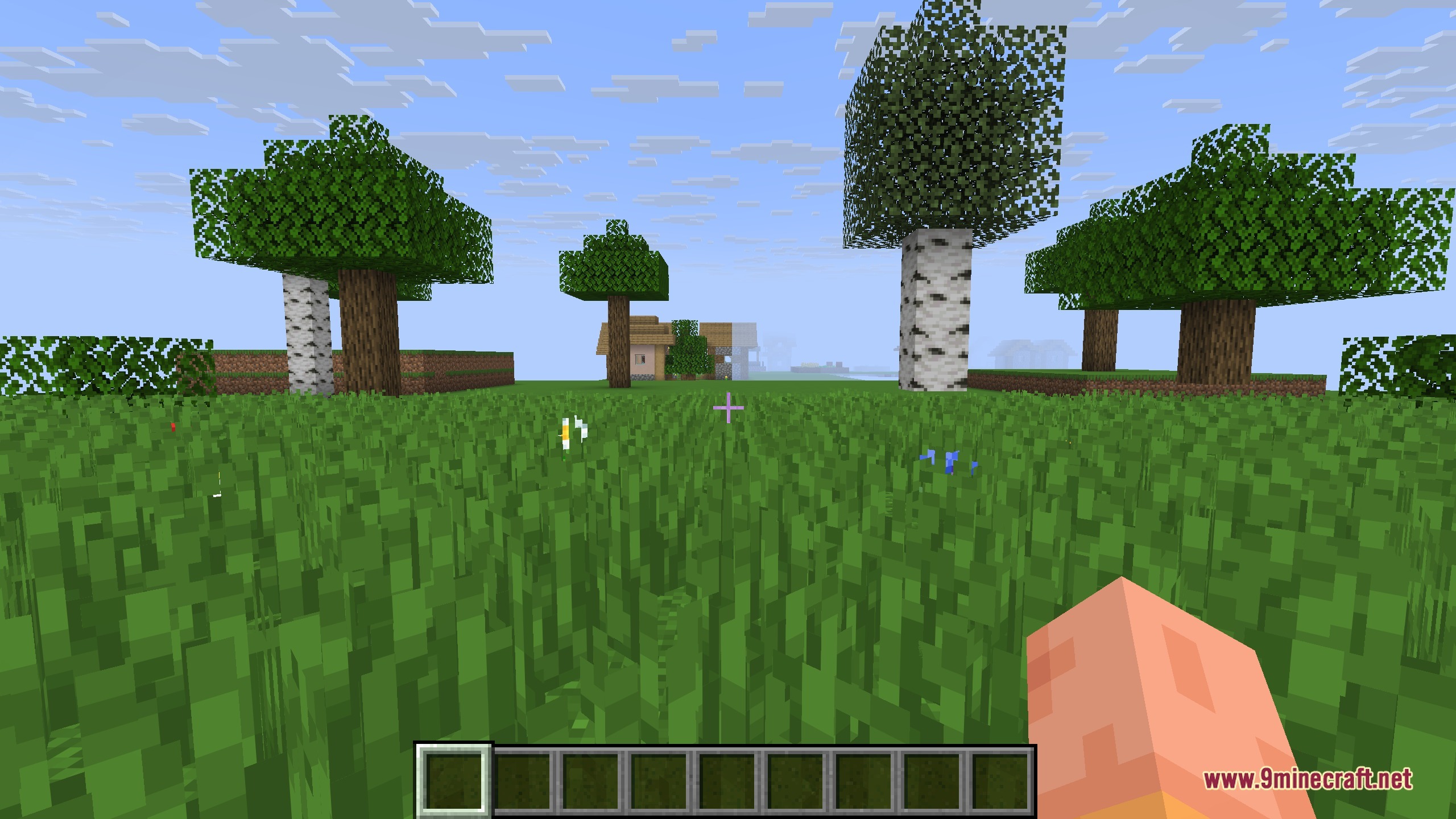 Seasons 9minecraft Mod Screenshot 2 Lush green leaves arranged in a wall between two vertical wooden logs