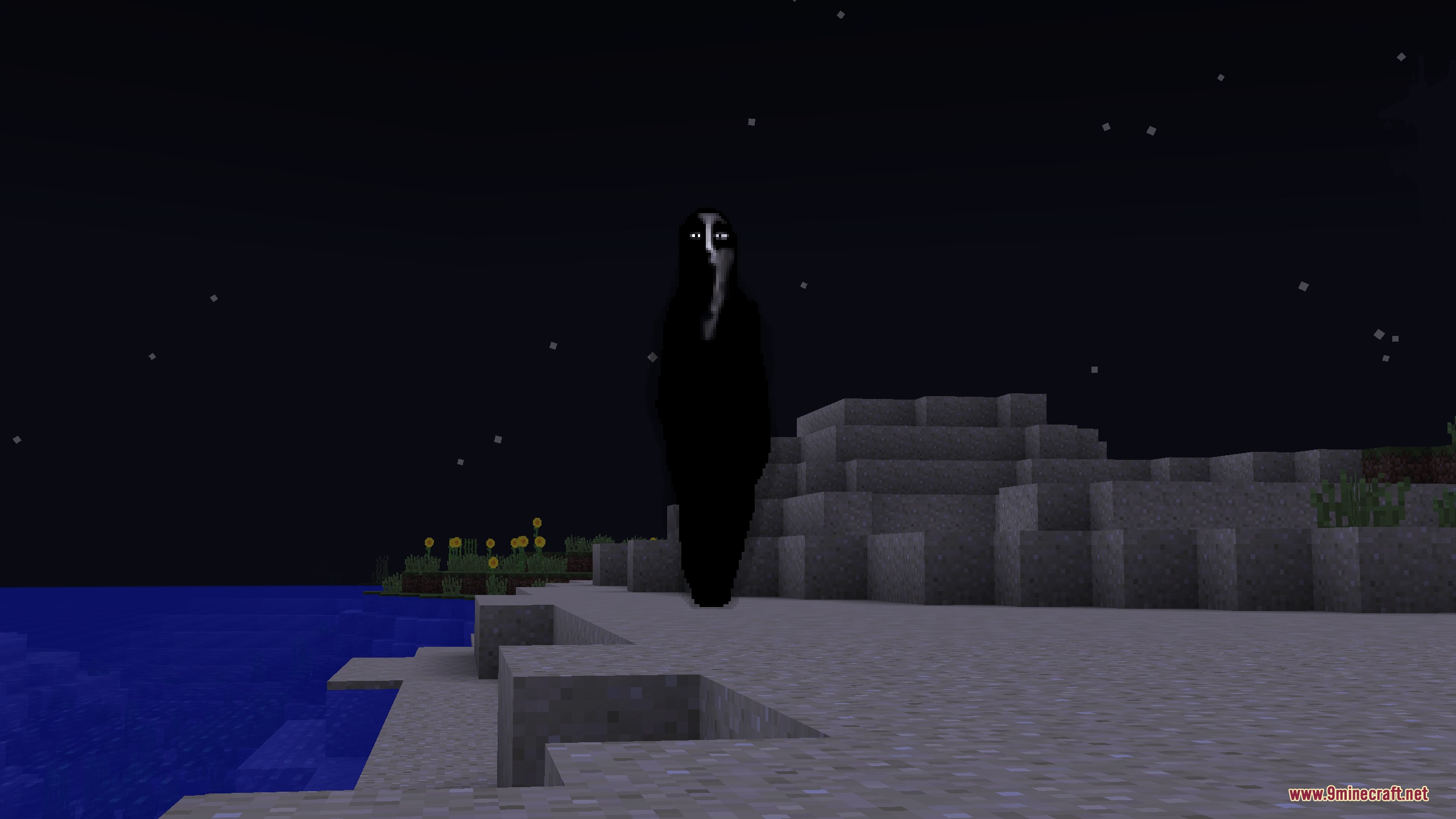 Sentient Circuitry Resource Pack Screenshot 8 A tall shadowy figure with a haunting face standing on a beach