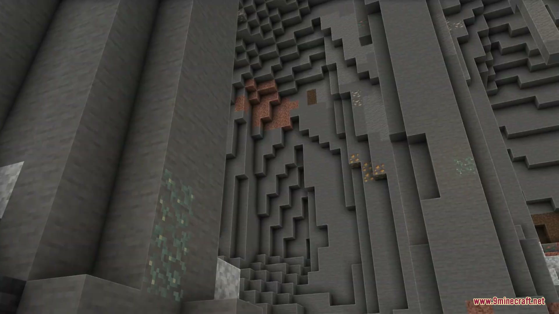 Serene Horizon Glow Resource Pack Screenshot 4 Natural stone cave walls displaying various mineral ores with soft lighting and colors
