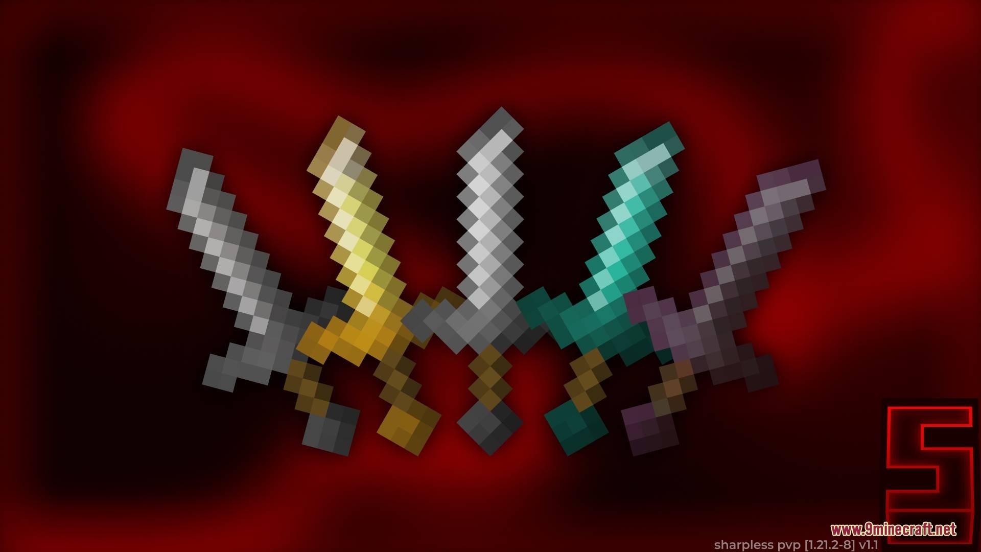 Sharpless Pvp Resource Pack Screenshot 3 Five short swords of various materials from the Sharpless Pvp Resource Pack