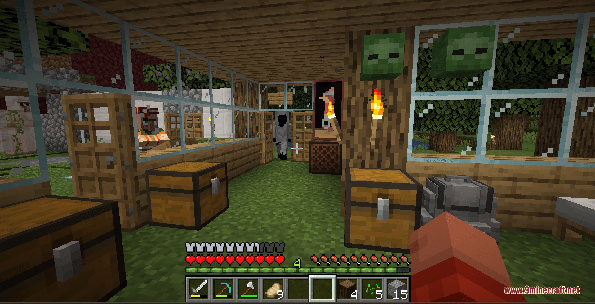Shattered Script Echoes Mod Screenshot 3 A player encounters a mysterious white hooded figure inside a wooden house