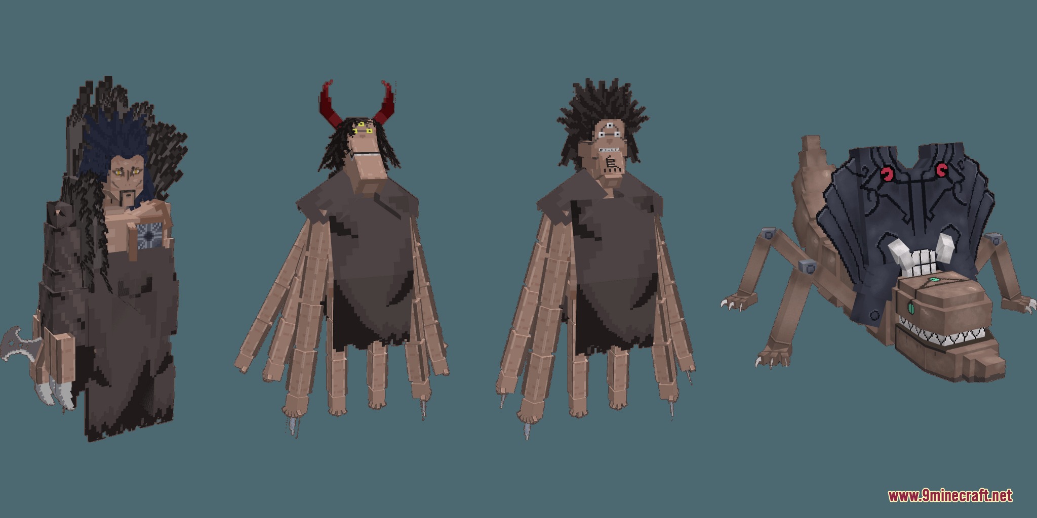Shinobi Soulbound Mod Screenshot 6 Four unique ninja puppet models with multiple limbs and detailed pixel textures