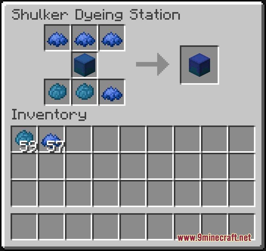 Shulker Stuff Mod Screenshot 2 The Shulker Dyeing Station allows players to mix colors for storage boxes