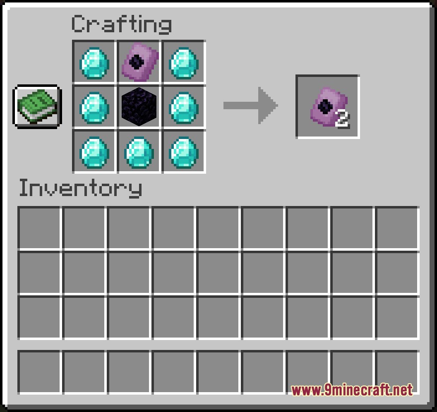 Shulker Stuff Mod Screenshot 5 Crafting recipe for duplicating a shulker box smithing template using diamonds and obsidian