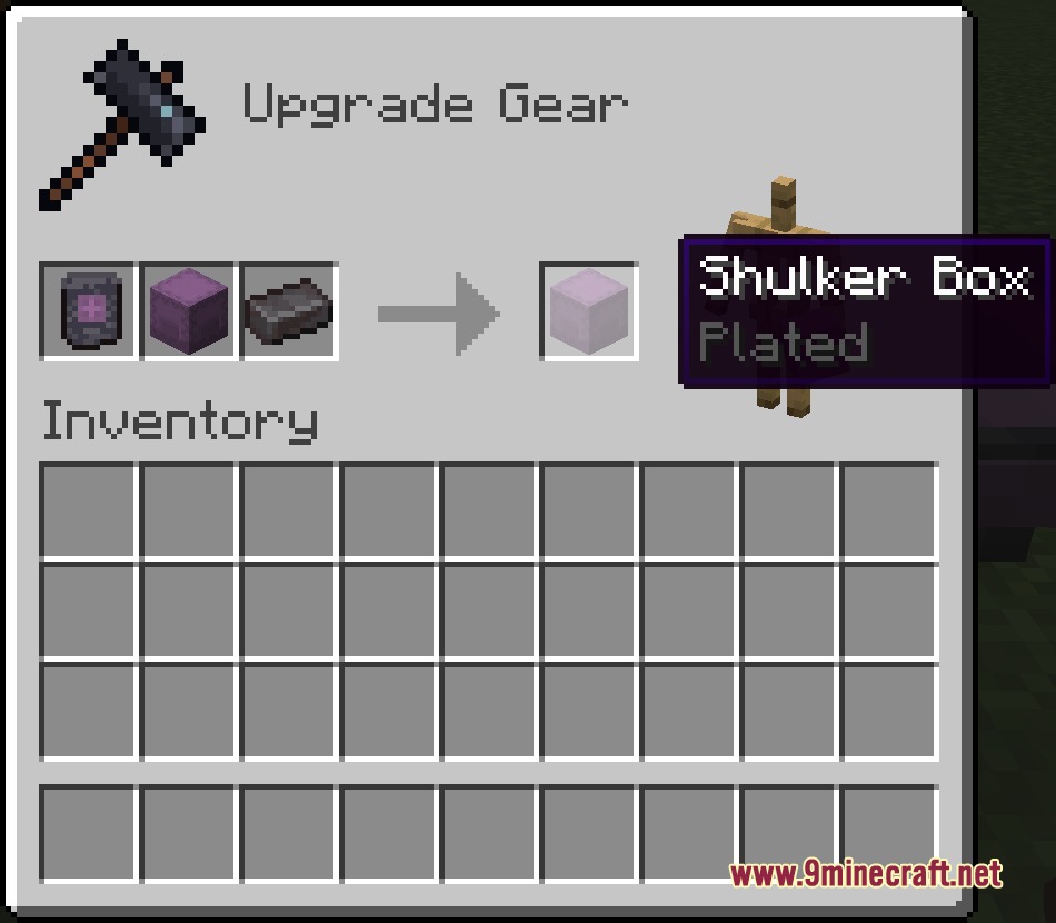 Shulker Stuff Mod Screenshot 6 Upgrading a shulker box to a plated version using the smithing table