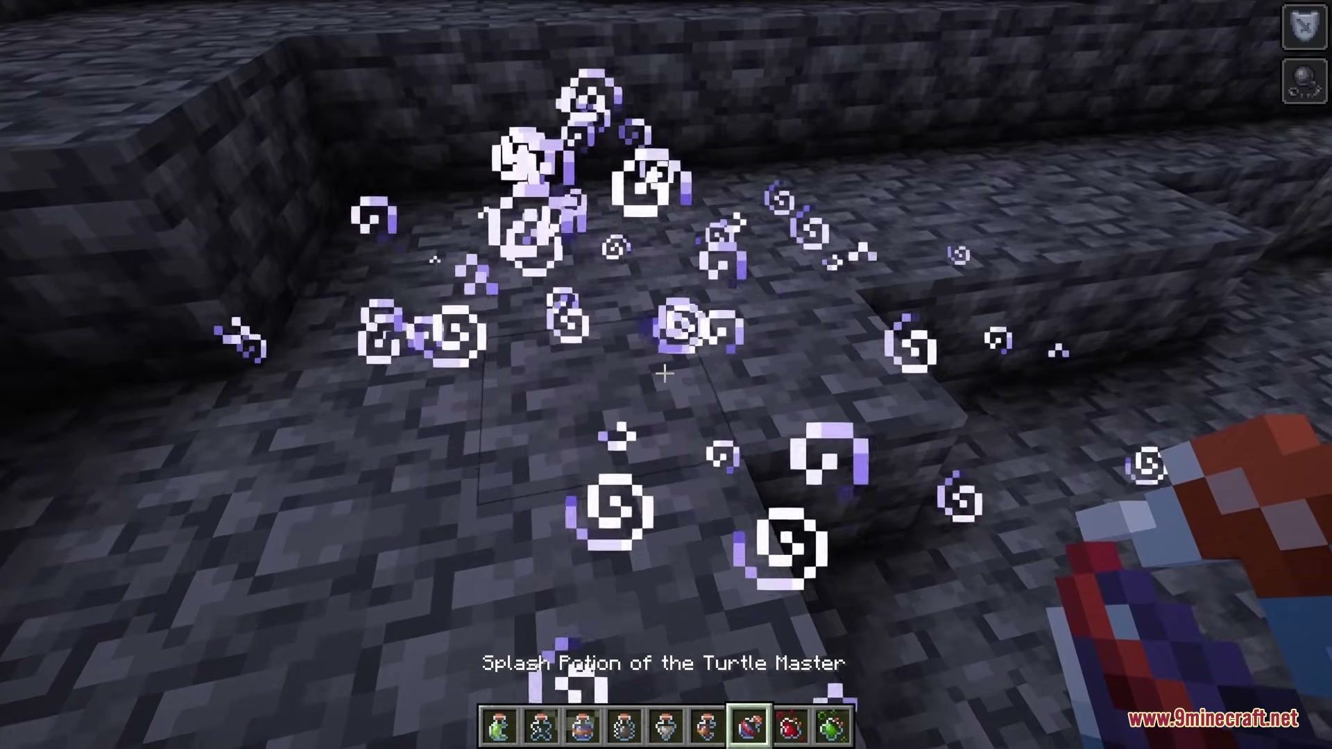 Shureee's Potions Resource Pack Screenshot 3 Player uses a Splash Potion of the Turtle Master on the ground