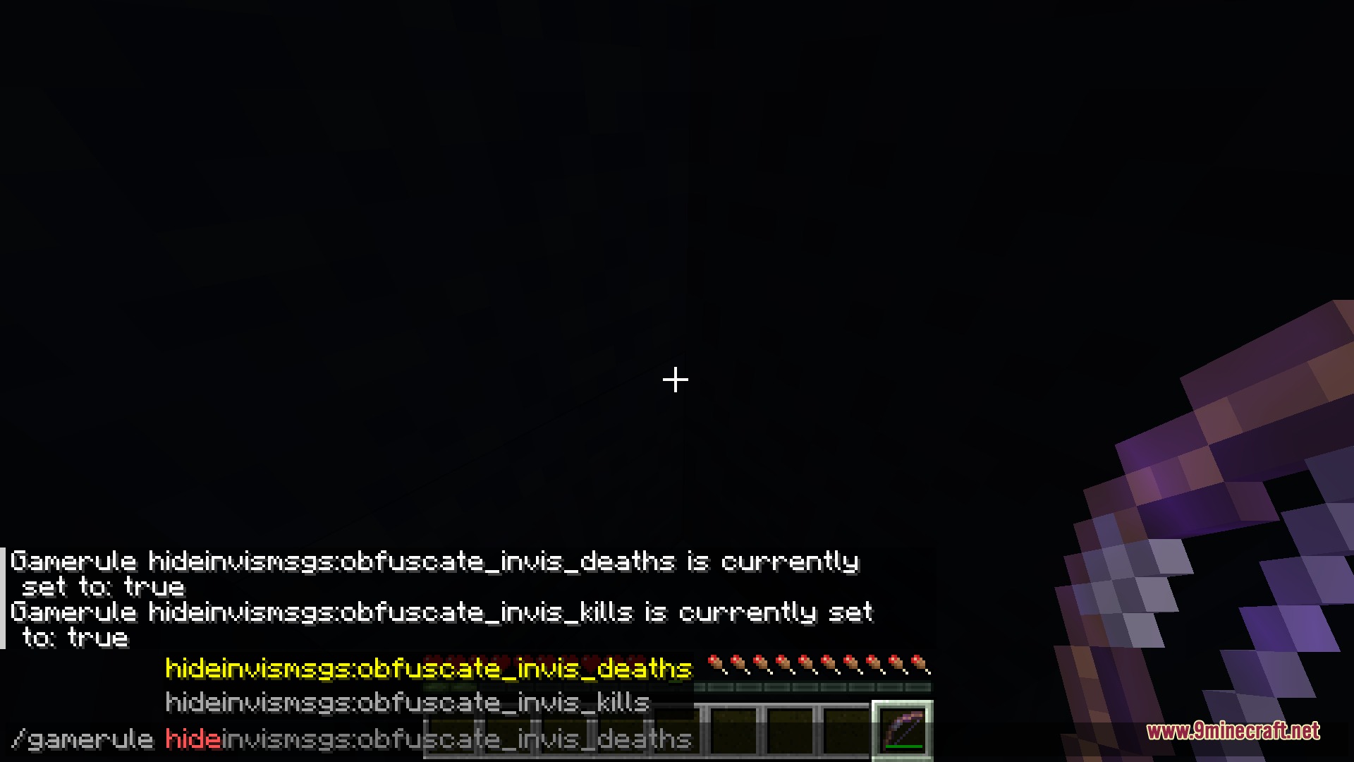 Silent Grave Whispers Mod Screenshot 4 Setting gamerules to obfuscate death and kill messages for invisible players in chat