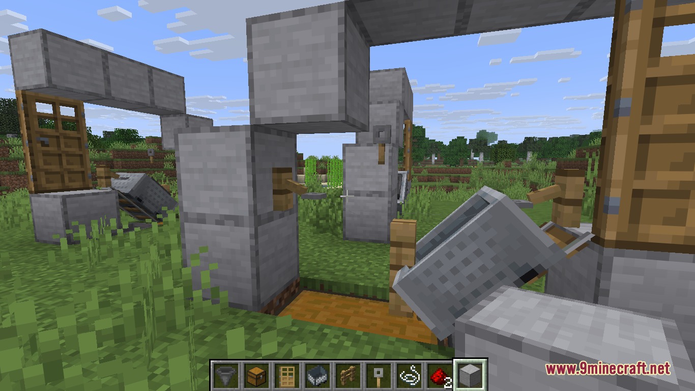 Detailed view of a compact mechanism using minecarts to duplicate tripwire hooks