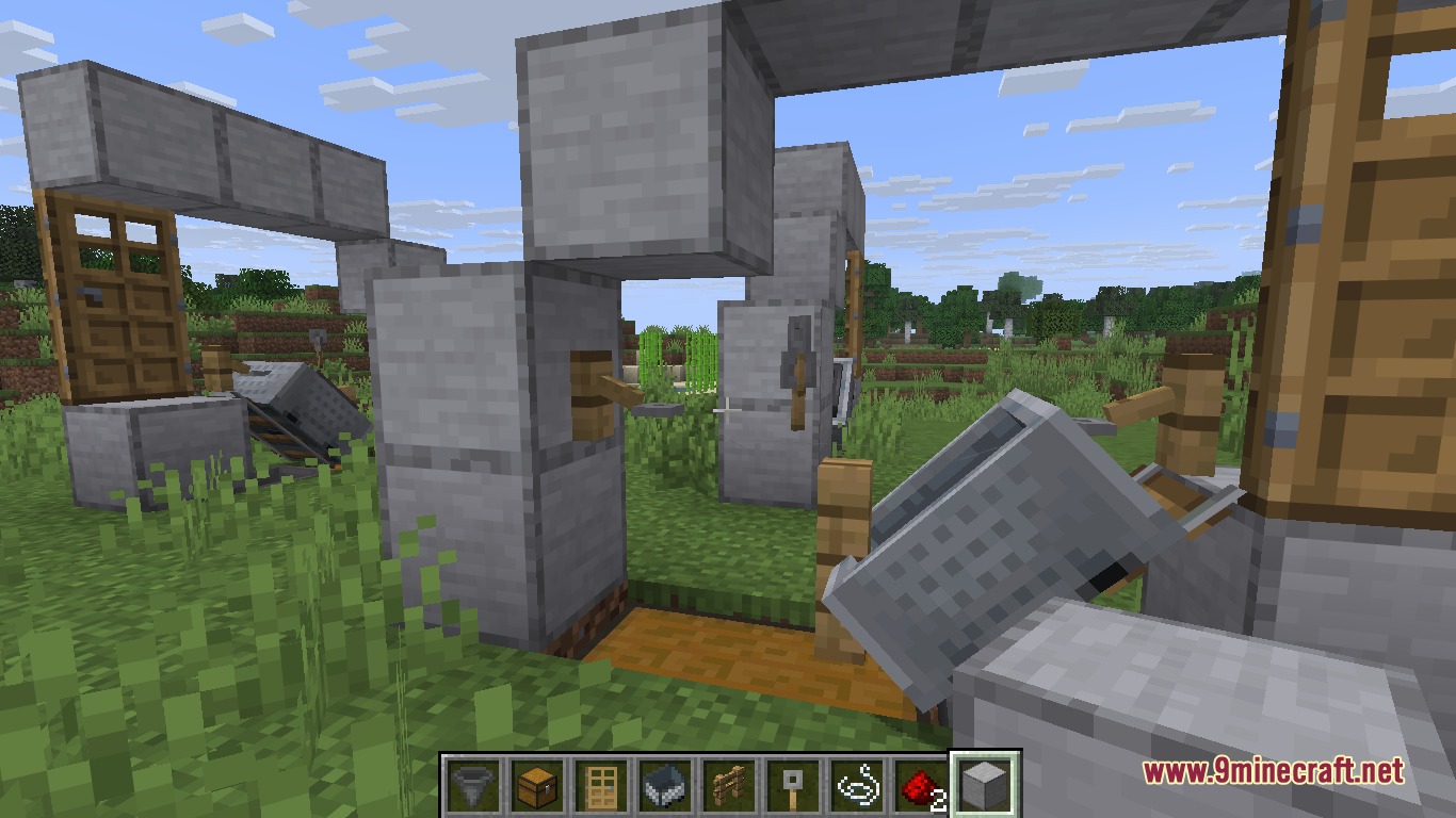 The tripwire hook duplication machine operates automatically in a Minecraft world