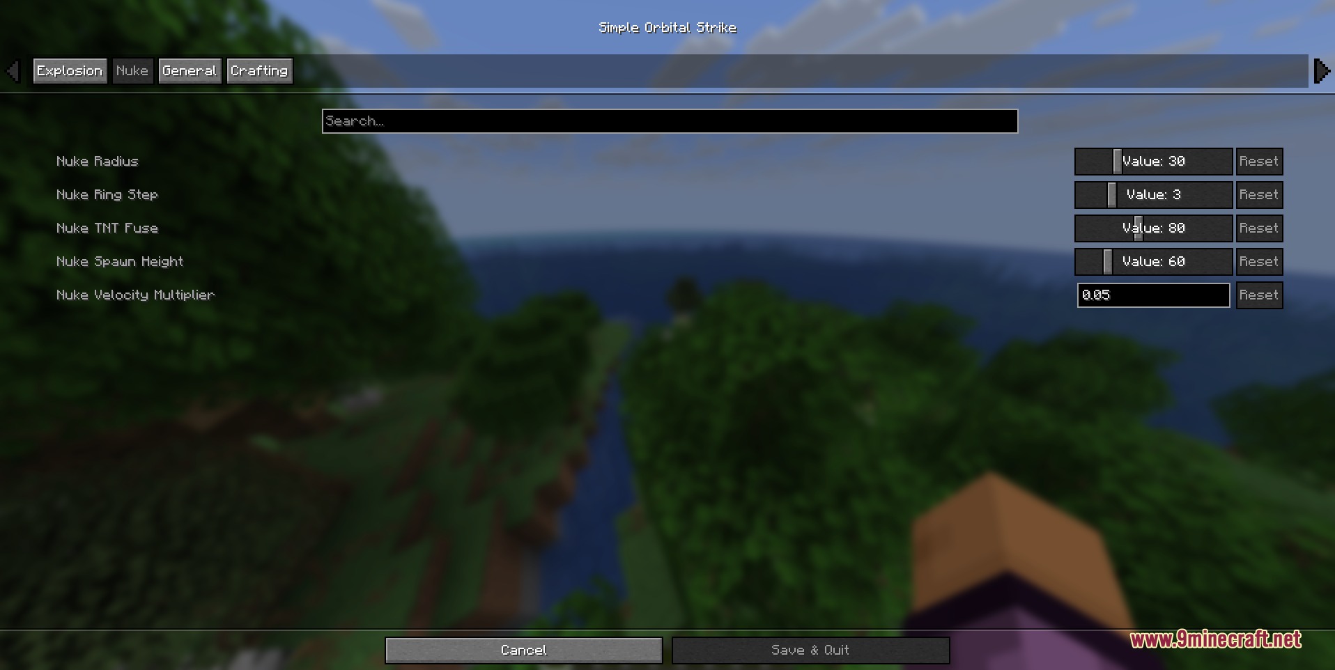 Simple Orbital Strike Mod Screenshot 3 Simple Orbital Strike configuration menu for nuke radius and spawn height settings