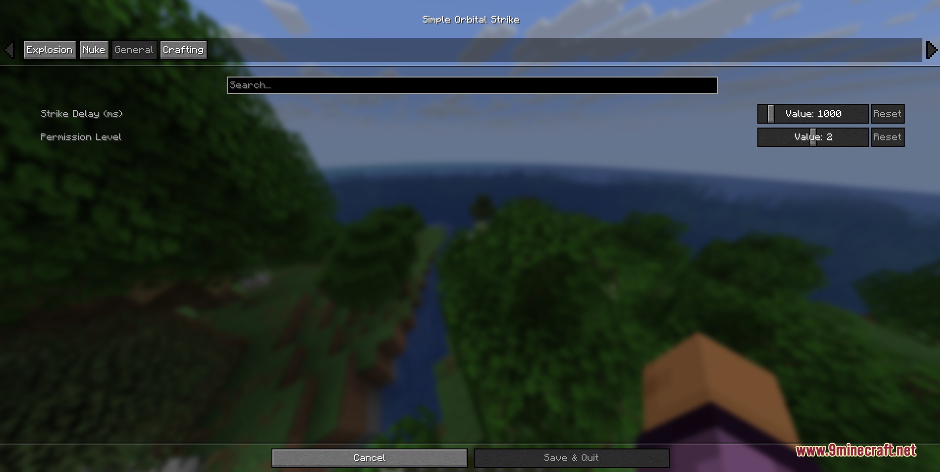 Simple Orbital Strike Mod Screenshot 4 Setting the strike delay and permission levels in the mod configuration screen