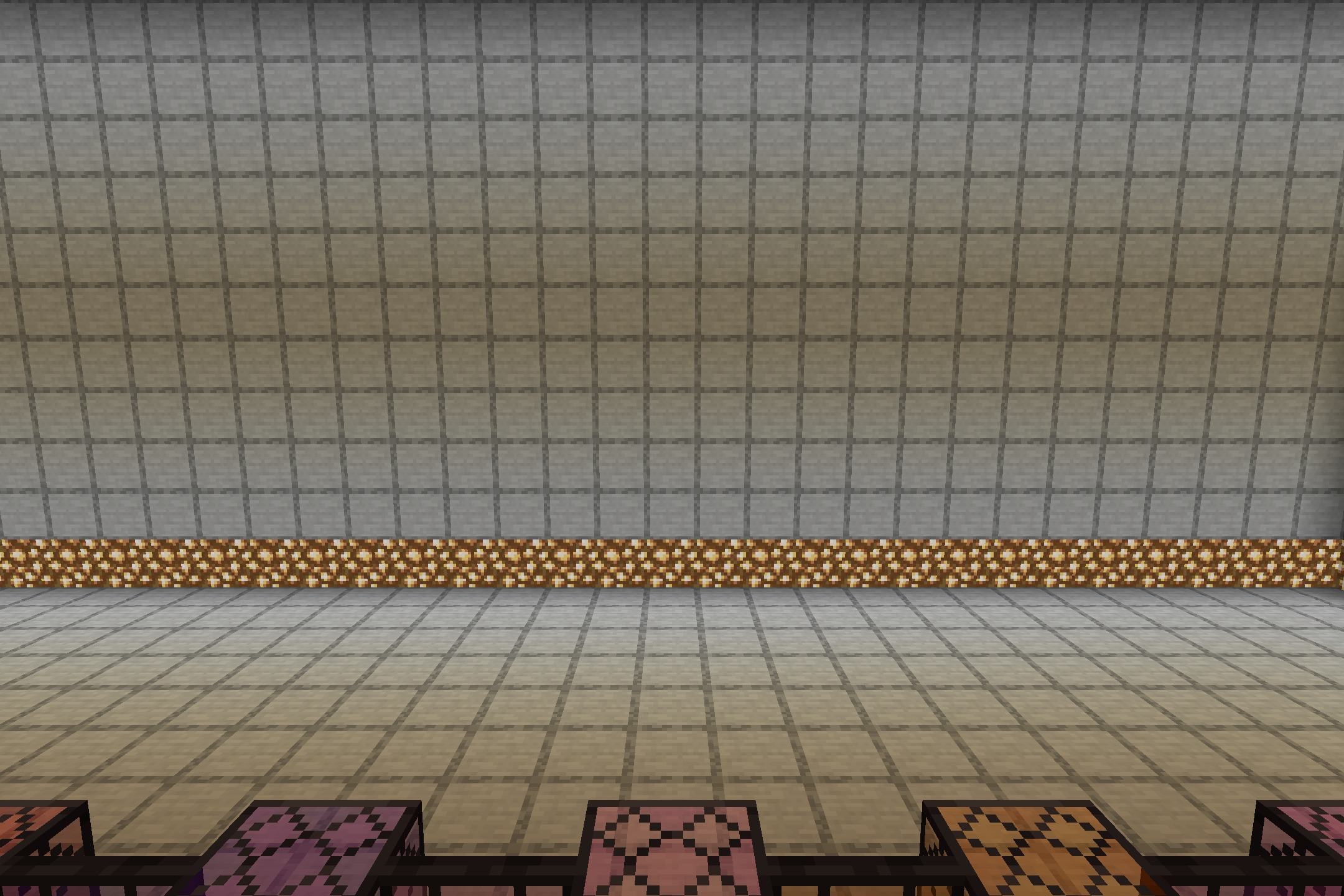 Simple Rustic Glass Resource Pack Screenshot 4 A large room displaying glass blocks with dark iron borders along the floor