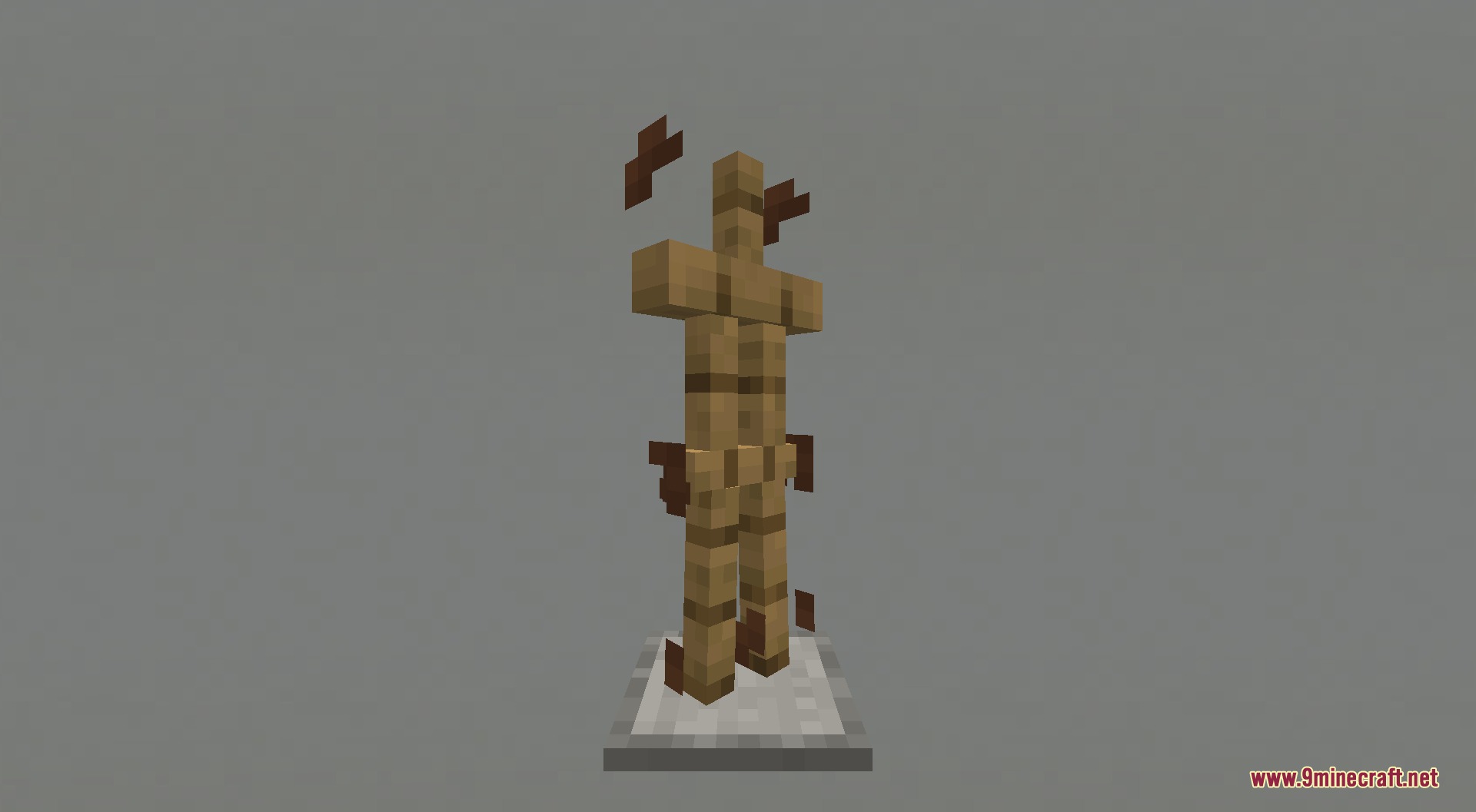 Simplistic Armor Resource Pack Screenshot 6 A wooden armor stand displaying a brown armor trim pattern with particles