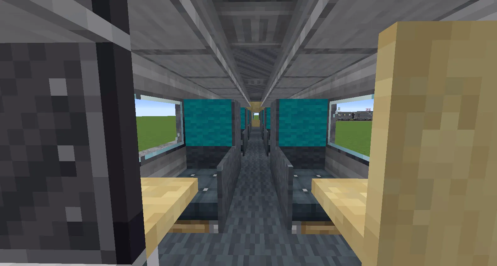 Sj X2000 High Speed Train Schematic Screenshots 1 The detailed interior of a Minecraft train car with seats and tables