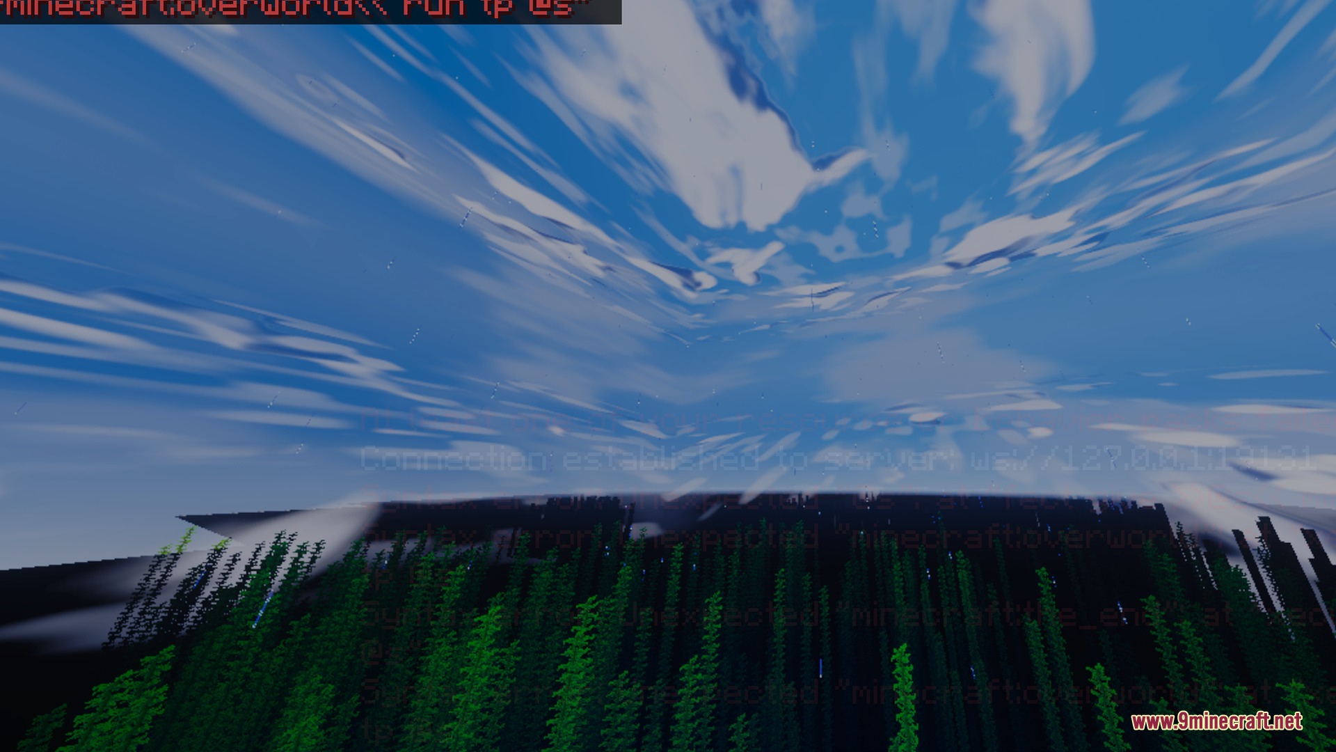 Skyfall Visuals Shader Screenshot 10 Vibrant blue sky with wispy clouds seen through tall green seagrass